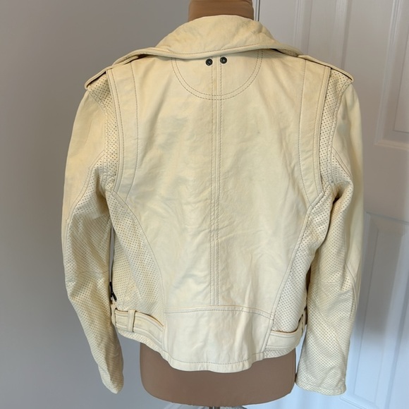 Converse Leather Moto Jacket Pale Yellow - Picture 2 of 9